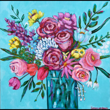 Pittura intitolato "Flower Frenzy" da Lindsey Mackay, Opera d'arte originale, Acrilico