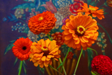 Photography titled "Zinnias" by Lindy Powers, Original Artwork, Digital Photography