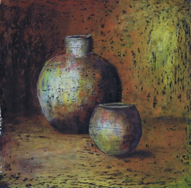 Painting titled "pots-de-terre-1.jpg" by Line Guillemot, Original Artwork, Oil