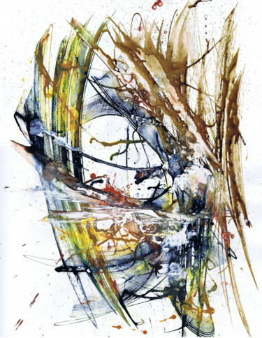 Painting titled "reflets.jpg" by Line Guillemot, Original Artwork, Ink