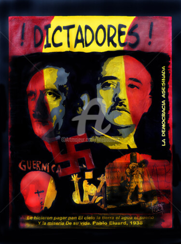 Schilderij getiteld "Dictadores" door Line Bautista, Origineel Kunstwerk, Acryl