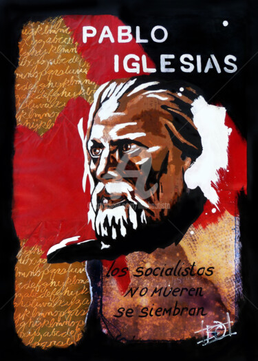 Painting titled "Pablo Iglesias" by Line Bautista, Original Artwork, Acrylic
