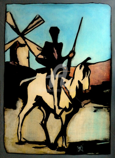 Painting titled "Don Quijote" by Line Bautista, Original Artwork, Acrylic Mounted on Wood Stretcher frame