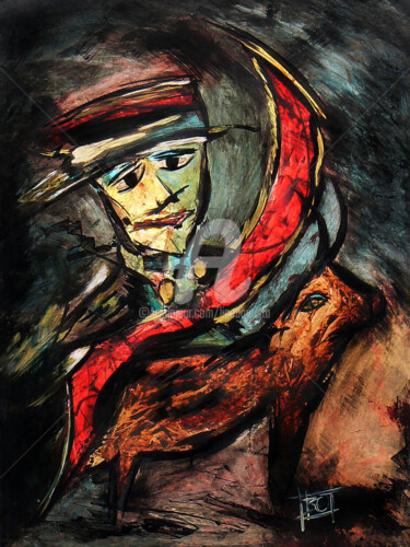 Картина под названием "Torero" - Line Bautista, Подлинное произведение искусства, Акрил Установлен на Деревянная рама для но…