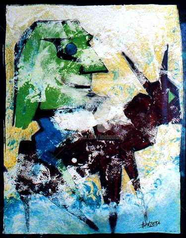 Painting titled "L'homme à cheval" by Line Bautista, Original Artwork, Acrylic