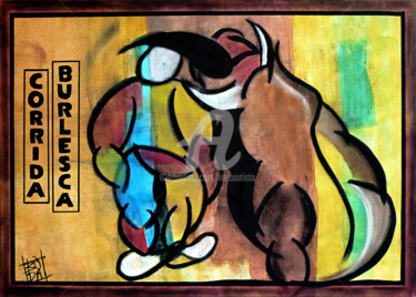 Malerei mit dem Titel "Corrida burlesca 1" von Line Bautista, Original-Kunstwerk, Acryl