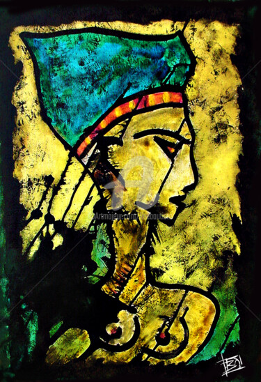 Pittura intitolato "Nefertiti.jpg" da Line Bautista, Opera d'arte originale, Acrilico Montato su Cartone