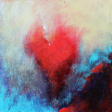 Painting titled "Coeur à coeur" by Line Blouin, Original Artwork, Acrylic