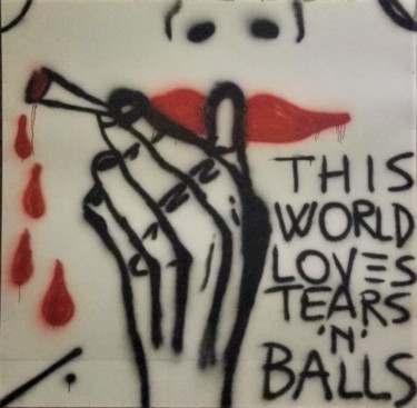 Schilderij getiteld "This World loves Te…" door Linedot, Origineel Kunstwerk, Graffiti
