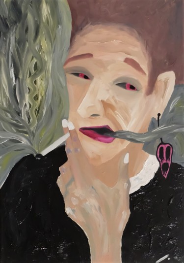 Peinture intitulée "Smoke the Limit" par Linedot, Œuvre d'art originale, Huile