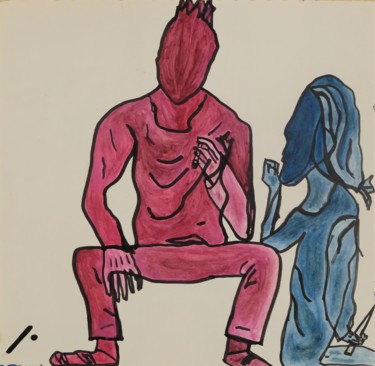 Ζωγραφική με τίτλο "Cigarette after Dea…" από Linedot, Αυθεντικά έργα τέχνης, Λάδι Τοποθετήθηκε στο Ξύλινο πάνελ