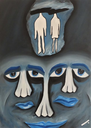 Malerei mit dem Titel "From Sadness to Rage" von Linedot, Original-Kunstwerk, Öl