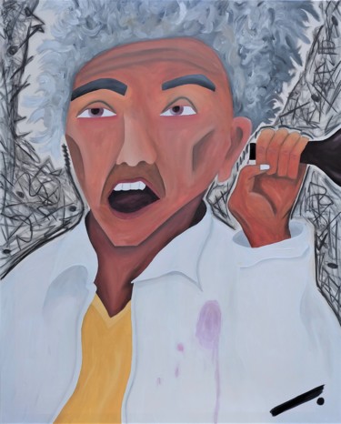 Painting titled "The homeless Oracle" by Linedot, Original Artwork, Oil