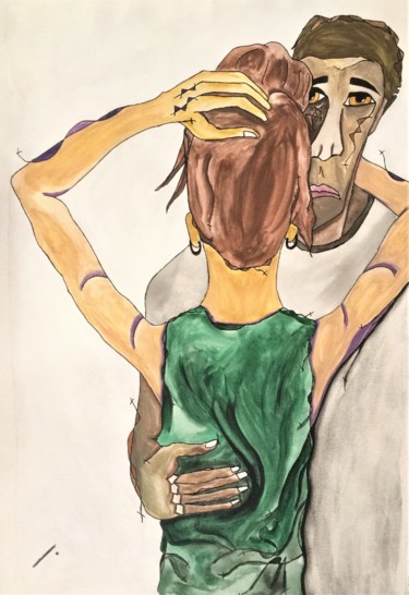 Painting titled "Farewell" by Linedot, Original Artwork, Watercolor