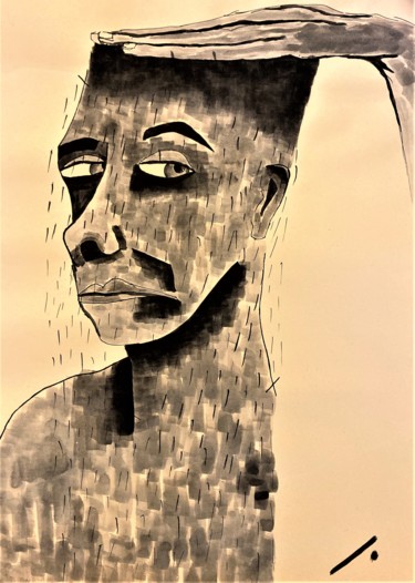 Malarstwo zatytułowany „Rainy Shelter” autorstwa Linedot, Oryginalna praca, Akwarela