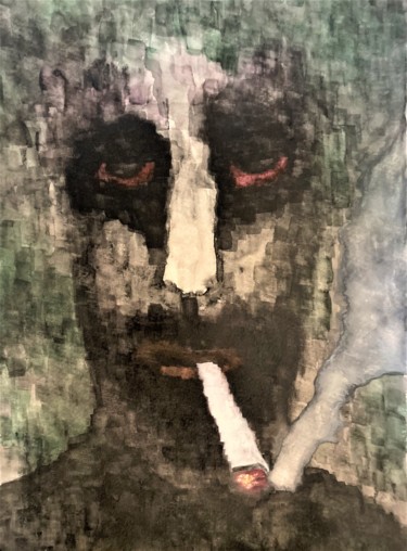 Painting titled "Man" by Linedot, Original Artwork, Watercolor