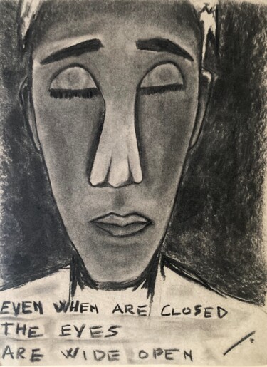 Painting titled "AlwaySeEverything" by Linedot, Original Artwork, Charcoal