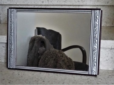 Artisanat intitulée "Miroir Art Déco gre…" par Lin-Et-Patine, Œuvre d'art originale, Salle de bains