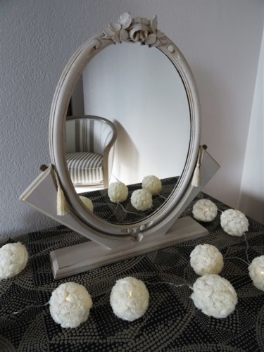 Artisanat intitulée "Miroir à poser pivo…" par Lin-Et-Patine, Œuvre d'art originale, Salle de bains
