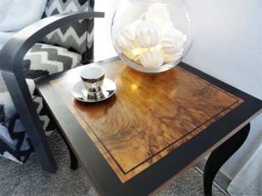 Diseño titulada "Table basse carrée…" por Lin-Et-Patine, Obra de arte original, Mueble