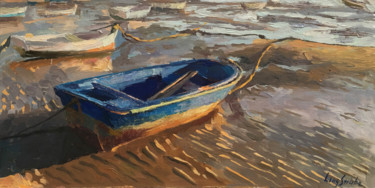 Painting titled "a-boat-in-cadiz-kop…" by Ling Strube, Original Artwork, Oil