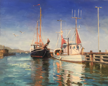 Peinture intitulée "denmark-harbour.jpg" par Ling Strube, Œuvre d'art originale, Huile