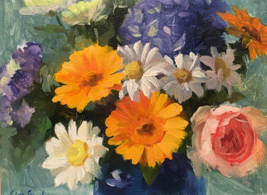 Pintura titulada "blossoming (framed)" por Ling Strube, Obra de arte original, Oleo