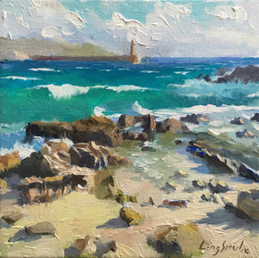 Painting titled "Sound-of-Sea (frame…" by Ling Strube, Original Artwork, Oil