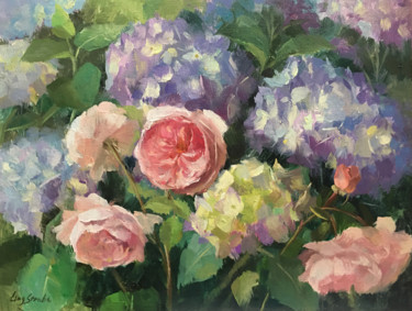 Malerei mit dem Titel "Summer Garden" von Ling Strube, Original-Kunstwerk, Öl