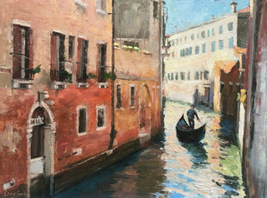 Pittura intitolato "Stroll in Venice - 1" da Ling Strube, Opera d'arte originale, Olio