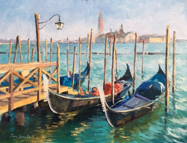 Malarstwo zatytułowany „Stroll in Venice - 3” autorstwa Ling Strube, Oryginalna praca, Olej