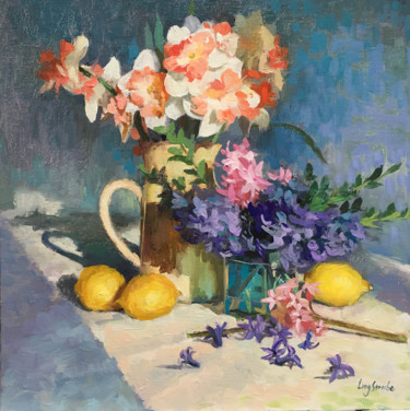 Painting titled "Spring Bouquet" by Ling Strube, Original Artwork, Oil