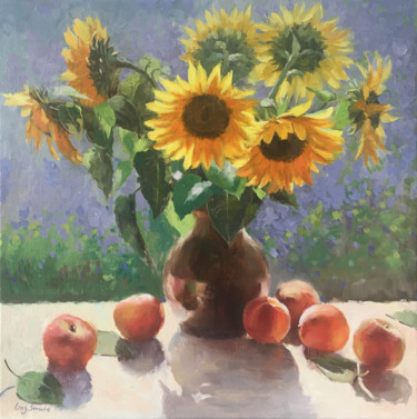 Painting titled "Still Life with Sun…" by Ling Strube, Original Artwork, Oil
