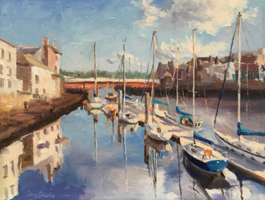 Painting titled "Whitby - England La…" by Ling Strube, Original Artwork, Oil