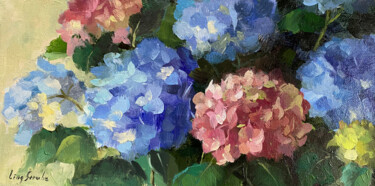 Painting titled "Hydrangea Garden #2" by Ling Strube, Original Artwork, Oil