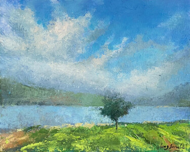Malerei mit dem Titel "Scotland Landscape…" von Ling Strube, Original-Kunstwerk, Öl