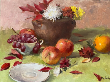 Painting titled "Autumn Still Life" by Ling Strube, Original Artwork, Oil