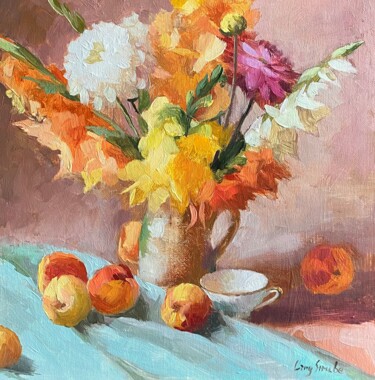 Painting titled "Summer Bouquet with…" by Ling Strube, Original Artwork, Oil