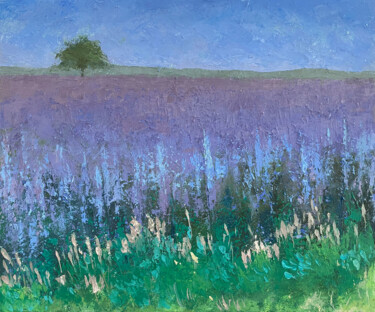 Painting titled "Summer Field" by Ling Strube, Original Artwork, Oil