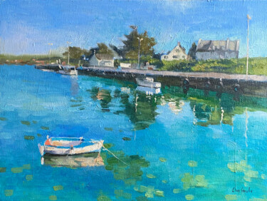 Painting titled "France Seascape - B…" by Ling Strube, Original Artwork, Oil