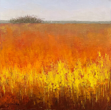 Painting titled "Autumn Impression" by Ling Strube, Original Artwork, Oil Mounted on Wood Stretcher frame