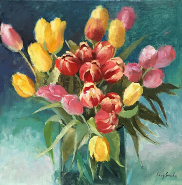 Malerei mit dem Titel "Tulip Chorus" von Ling Strube, Original-Kunstwerk, Öl