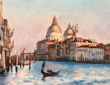 Pittura intitolato "Stroll in Venice -…" da Ling Strube, Opera d'arte originale, Olio