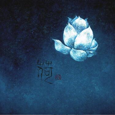 Картина под названием "LOTUS, Summer 2" - Ling Cai, Подлинное произведение искусства, Масло Установлен на Деревянная рама дл…