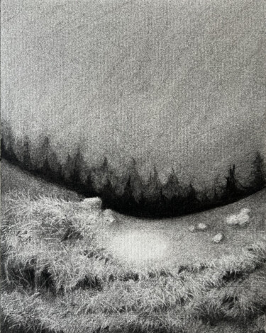 Rysunek zatytułowany „Silence” autorstwa Linge Meng, Oryginalna praca, Węgiel drzewny