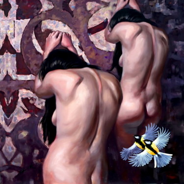 Painting titled "Two Slaves" by Feng Ling, Original Artwork, Oil