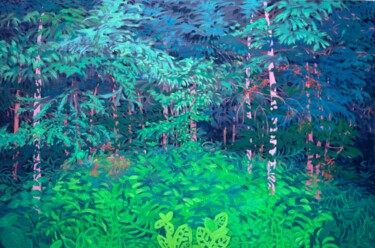 Malarstwo zatytułowany „Night Forest” autorstwa Lingli Li, Oryginalna praca, Olej