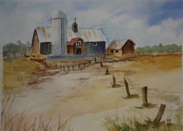 Painting titled "april-2014-county-b…" by Lin Manlow, Original Artwork, Watercolor
