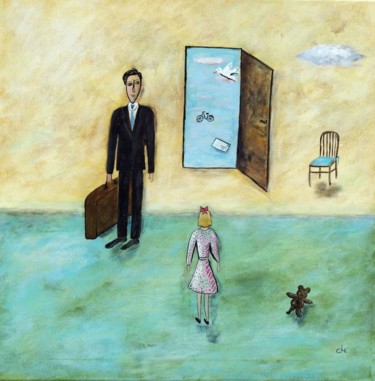 Malerei mit dem Titel "The suitcase" von Carina Linné, Original-Kunstwerk