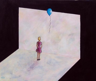 Painting titled "The balloon" by Carina Linné, Original Artwork, Oil